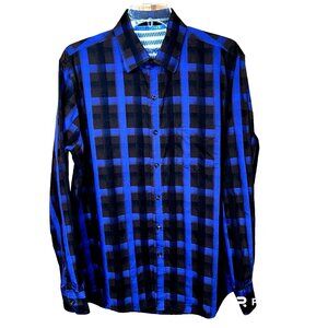 Tasso Elba Plaid Shirt M 15-15.5 Quiet Luxury Contrast Cuff Heritage Menswear